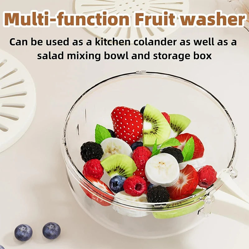 2-in-1 Rinse & Drain Bowl with Lid – Multi-Purpose Food Prep & Storage Container