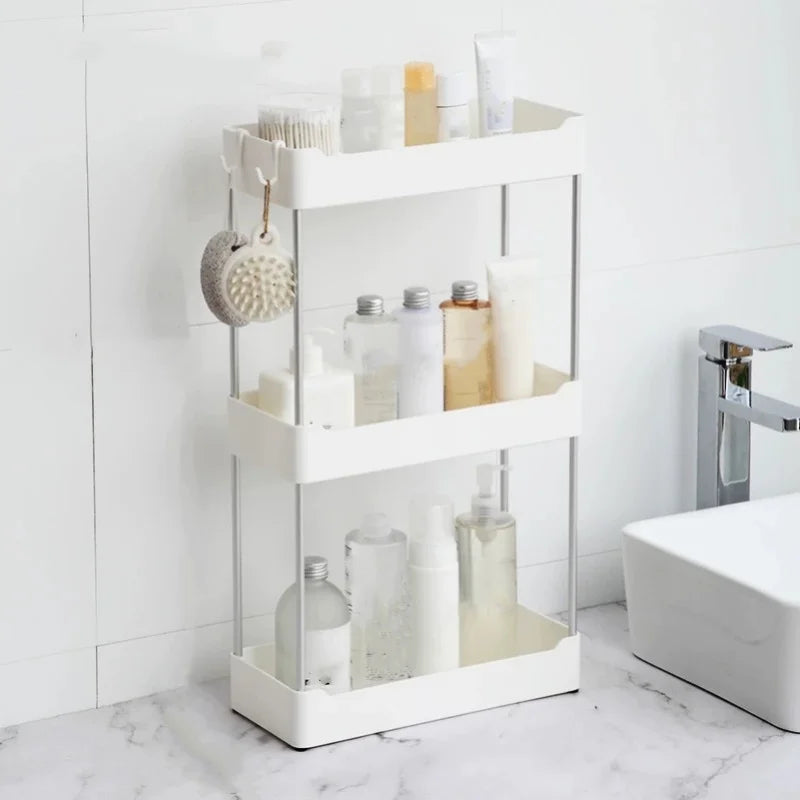 Space Saving Bathroom Storage Rack Multilayer Organizer for Toilet Vanity Cosmetics Standing Shelf with Easy Assembly