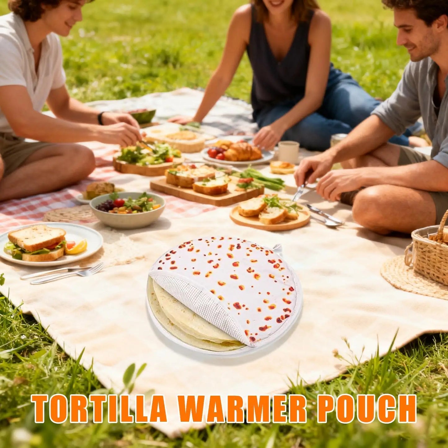 Microwaveable Tortilla Warmer 1PC Thermal Fabric Holder for Naan Bread, Pizza, Taco, Home Party & Family Meals