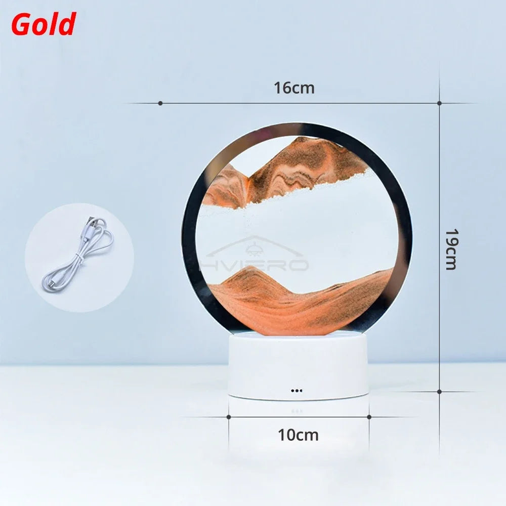 3D Moving Sand Art Picture Round Glass Deep Sea Sandscape Hourglass Quicksand Craft