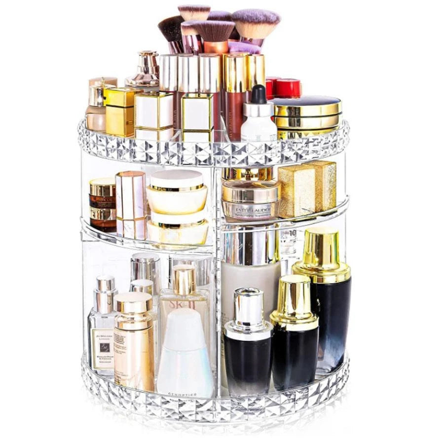 Cosmetic Organiser, 360 degree rotatable adjustable cosmetic storage display case