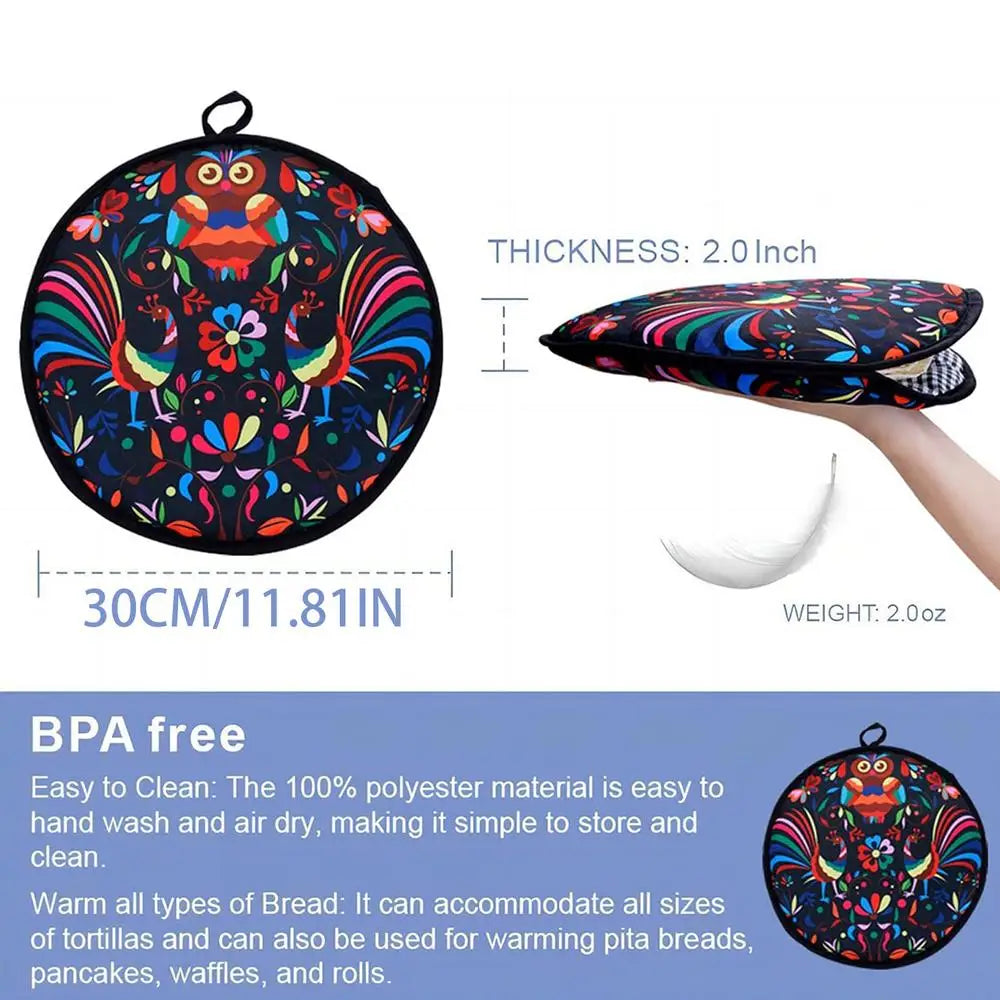 Microwaveable Tortilla Warmer 1PC Thermal Fabric Holder for Naan Bread, Pizza, Taco, Home Party & Family Meals