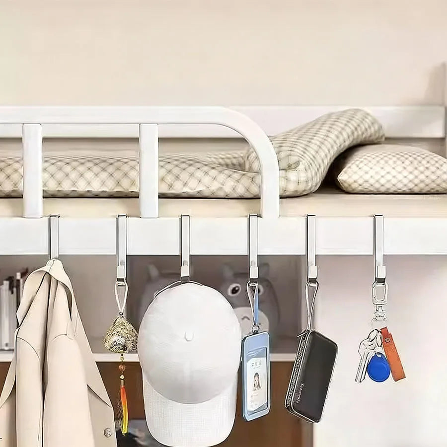 Stainless steel bedside cabinet door hook, student dormitory double hook, S-shaped hook, bathroom hanging clothes