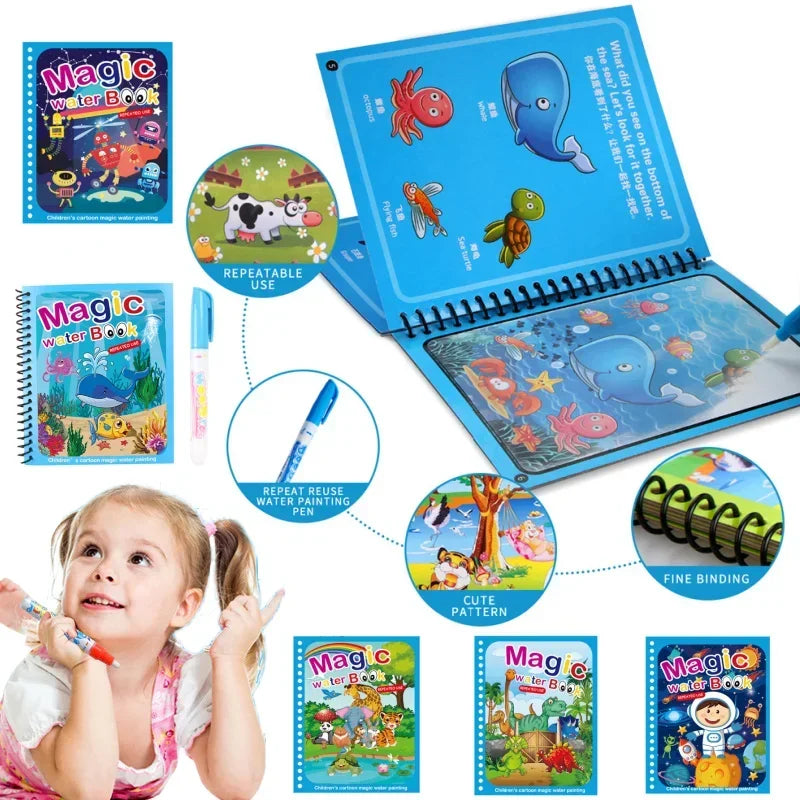 Drawing Coloring Books for Kids Magic Water Book with Pen