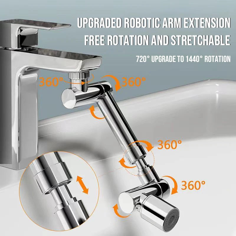 1440° Rotatable Scalable Metal Faucet Bathroom Tap Splash-proof Bubbler Kitchen Faucet