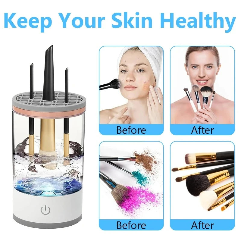 3 In 1 USB Plug Portable Electric Makeup Brush Cleaner with Rubber Makeup Machine