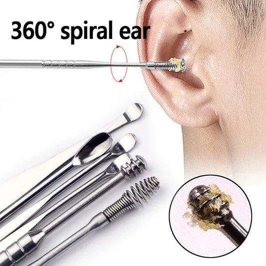 Effective 6Pcs Earwax Cleaning Tool with Spiral Earpick and Ear Curette