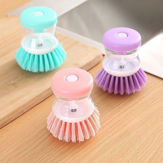 Kitchen Wash Pot Dish Brush Utensils with Washing Soap Liquid Dispenser