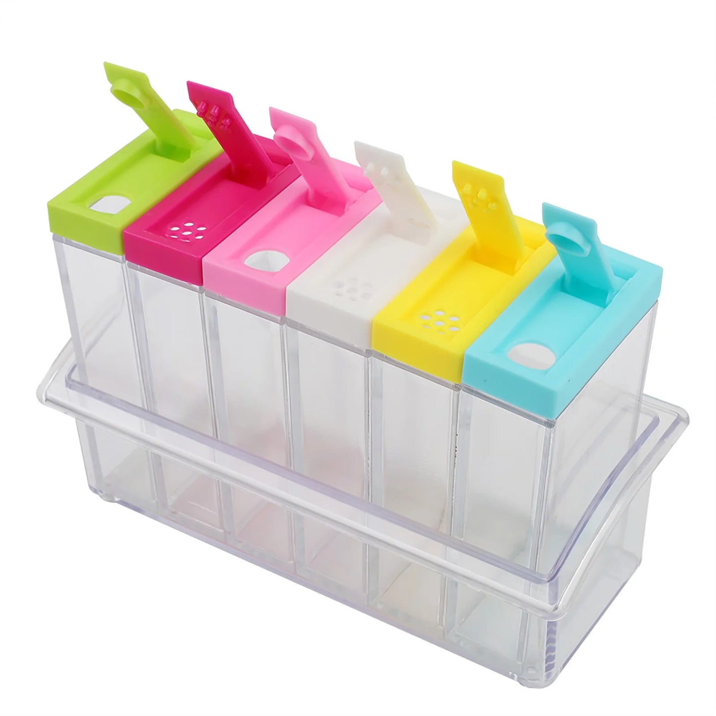 Household Transparent Plastic Seasoning Bottles Jars 6 Boxes Set