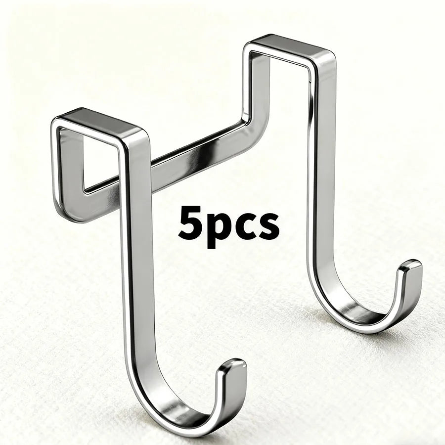 Stainless steel bedside cabinet door hook, student dormitory double hook, S-shaped hook, bathroom hanging clothes
