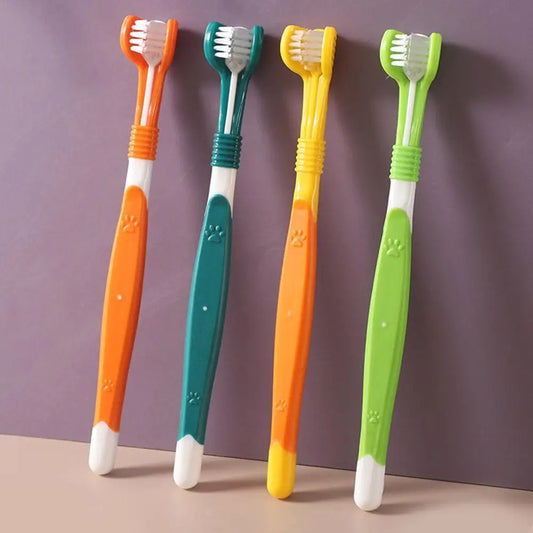 Three-Head Pet Toothbrush For Dogs And Cats Oral Cleaning Brush Care