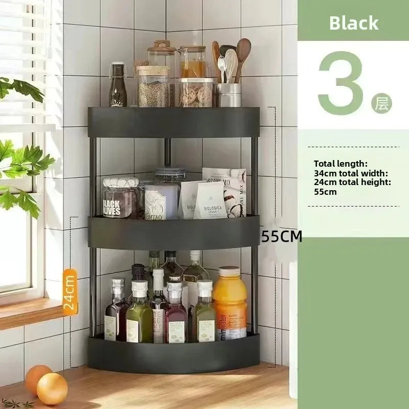 Bathroom Corner Storage Rack Triangle Plastic Stand Three Layers Floor-Mounted Toilet Organizer