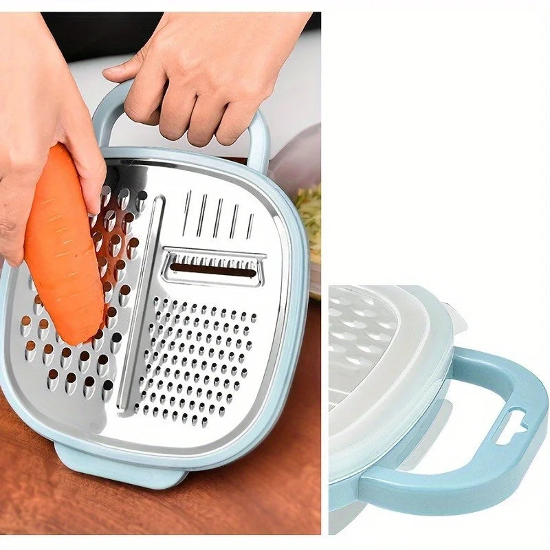 4-In-1 Multi Vegetable Grater with Case & Plastic Cover | Kitchen Slicer & Cheese Grater Tool
