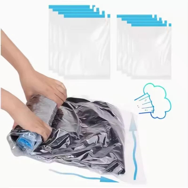 5 Pack Vacuum Compression Bags for Travel-Reusable Space Saving Storage