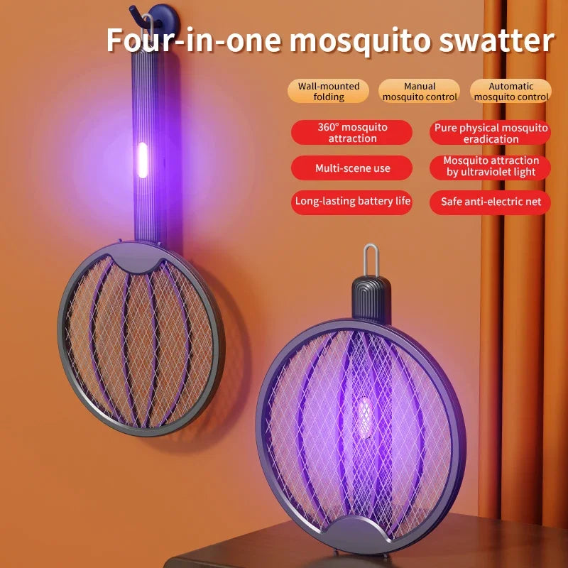 3-in-1 Foldable Electric Mosquito Swatter Electric Mosquito Killer Rechargeable Wall-Mounted