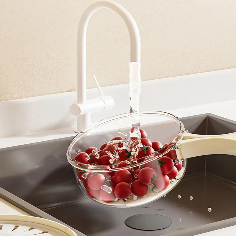 2-in-1 Rinse & Drain Bowl with Lid – Multi-Purpose Food Prep & Storage Container
