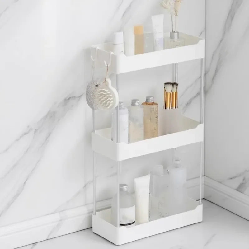 Space Saving Bathroom Storage Rack Multilayer Organizer for Toilet Vanity Cosmetics Standing Shelf with Easy Assembly