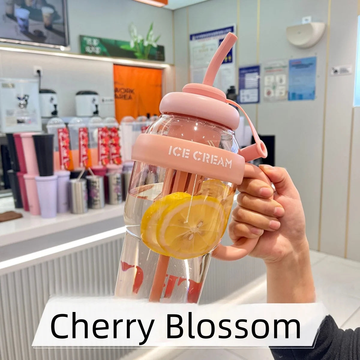 1300ML Large Capacity Plastic Water Bottle Cute Portable Children's Plastic Cup Leakproof