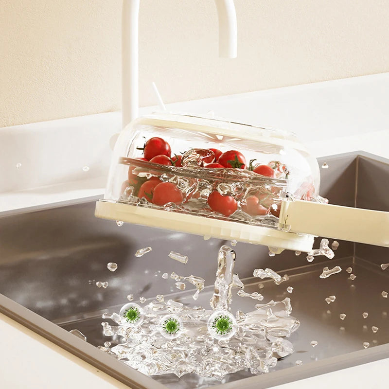 2-in-1 Rinse & Drain Bowl with Lid – Multi-Purpose Food Prep & Storage Container