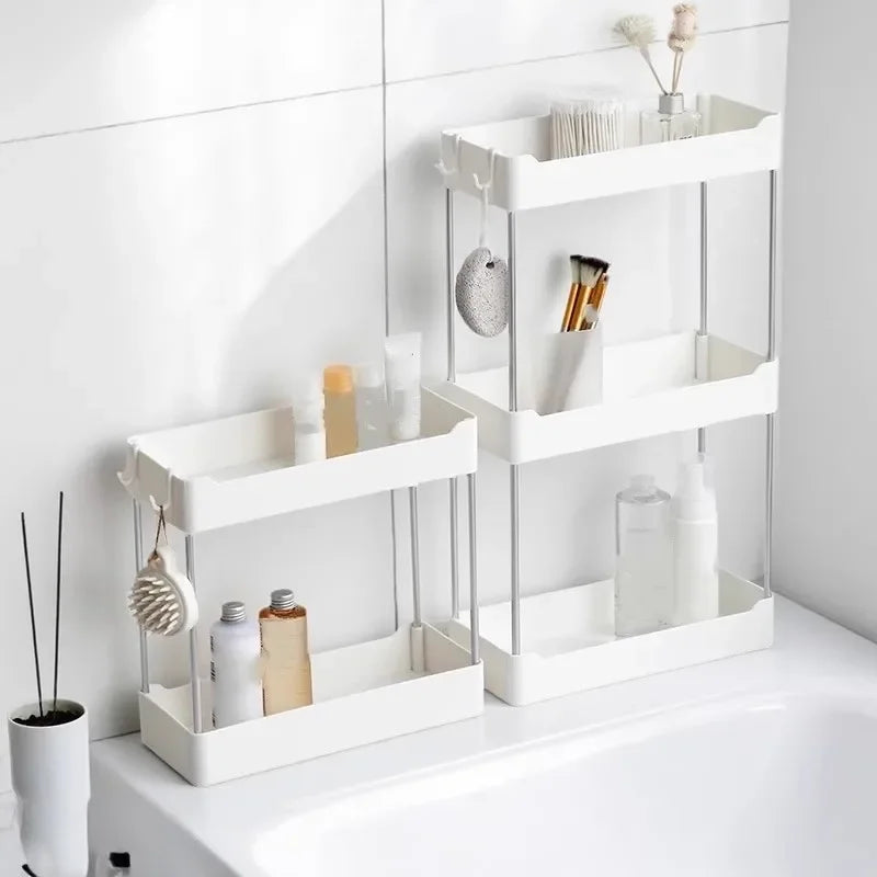 Space Saving Bathroom Storage Rack Multilayer Organizer for Toilet Vanity Cosmetics Standing Shelf with Easy Assembly