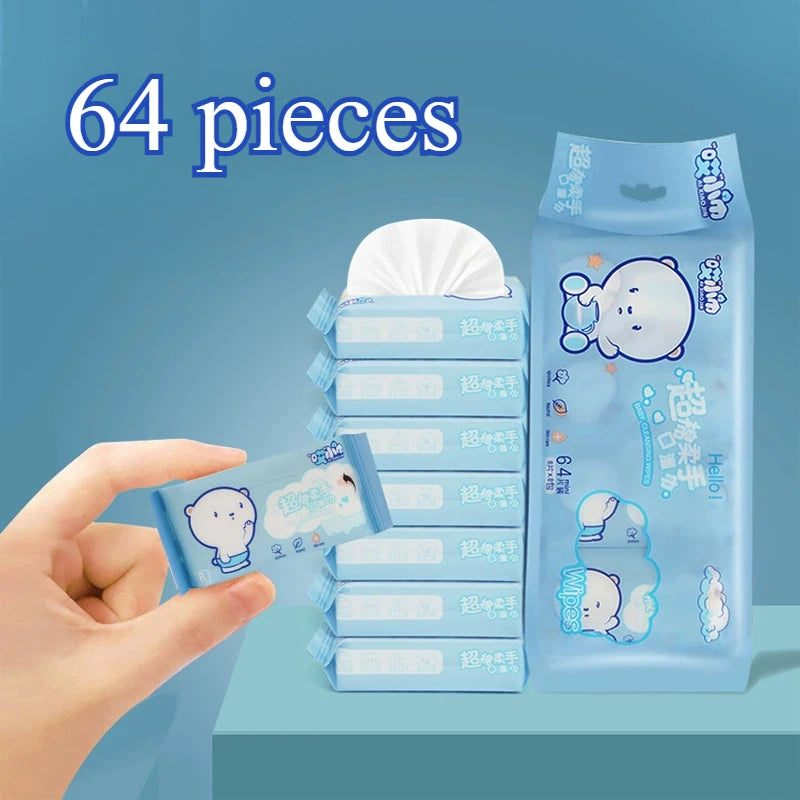 64pcs Disposable Mini Hand Wipes/Portable Travel Size