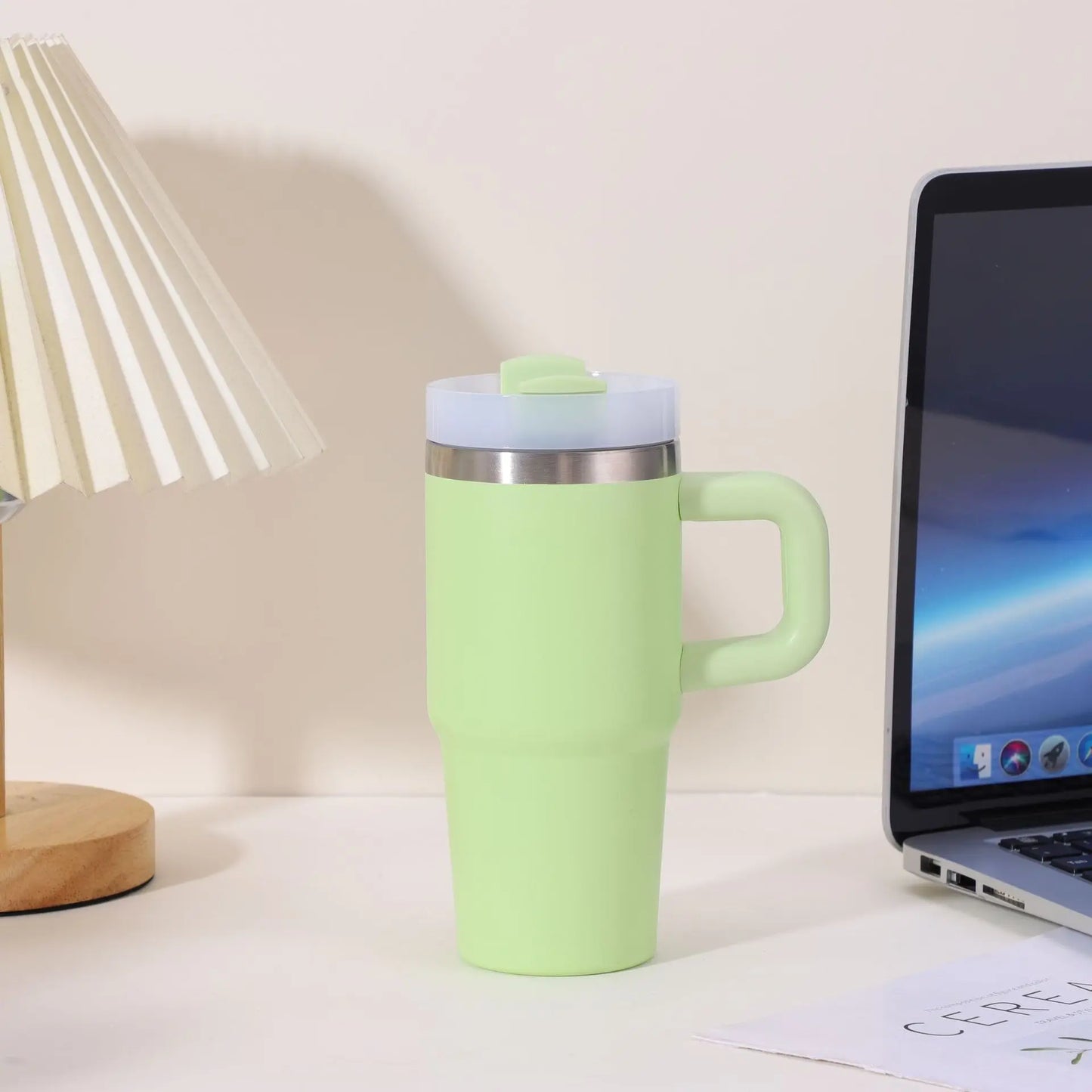 Car Mug with Handle Double-layer Vacuum Coffee Cup Portable Sport Water Bottle