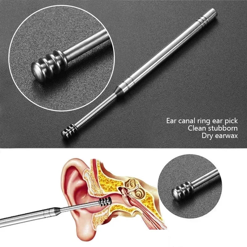 Effective 6Pcs Earwax Cleaning Tool with Spiral Earpick and Ear Curette