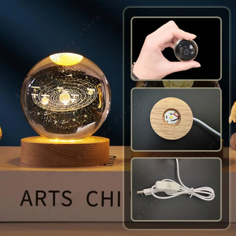 Unique 3D Crystal Ball Night Light Led Lamp 5 cm
