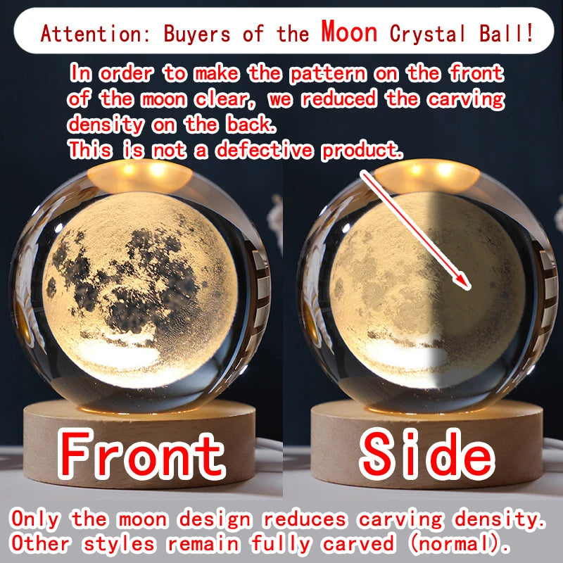Unique 3D Crystal Ball Night Light Led Lamp 5 cm