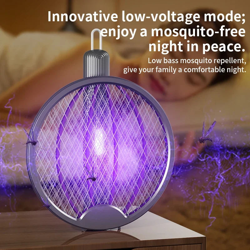 3-in-1 Foldable Electric Mosquito Swatter Electric Mosquito Killer Rechargeable Wall-Mounted