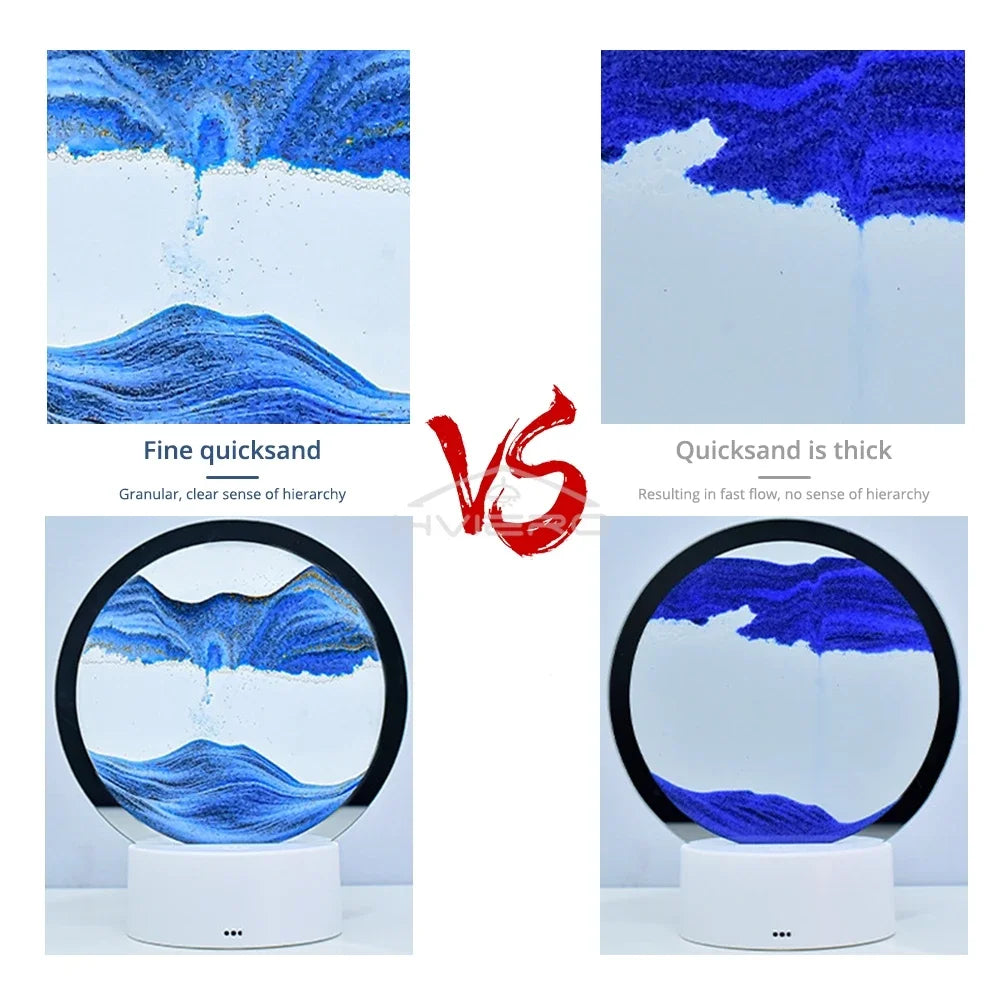 3D Moving Sand Art Picture Round Glass Deep Sea Sandscape Hourglass Quicksand Craft