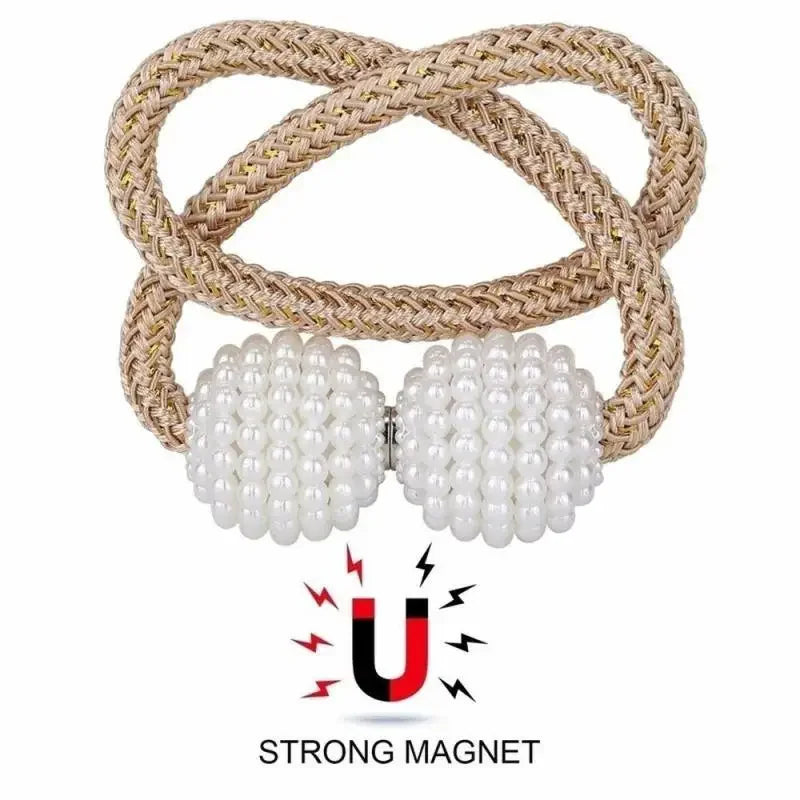 2PCS Pearl Magnetic Curtain Clip Curtain Holders Tie Back Buckle Clips Hanging Ball
