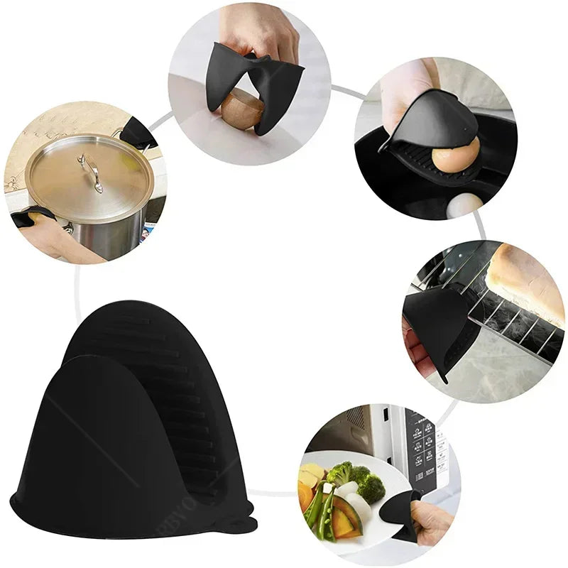 2PCS Oven Mitts Silicone Oven Glove Heat Resistant Pinch Mitts Anti Scalding Non Slip Gloves