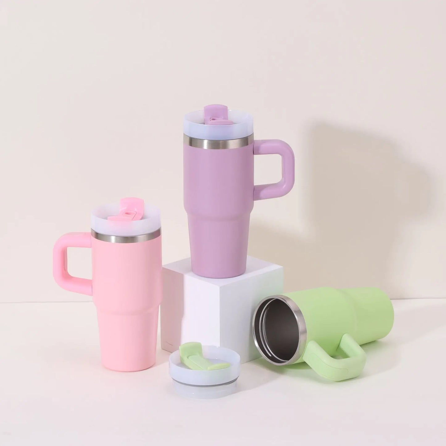 Car Mug with Handle Double-layer Vacuum Coffee Cup Portable Sport Water Bottle