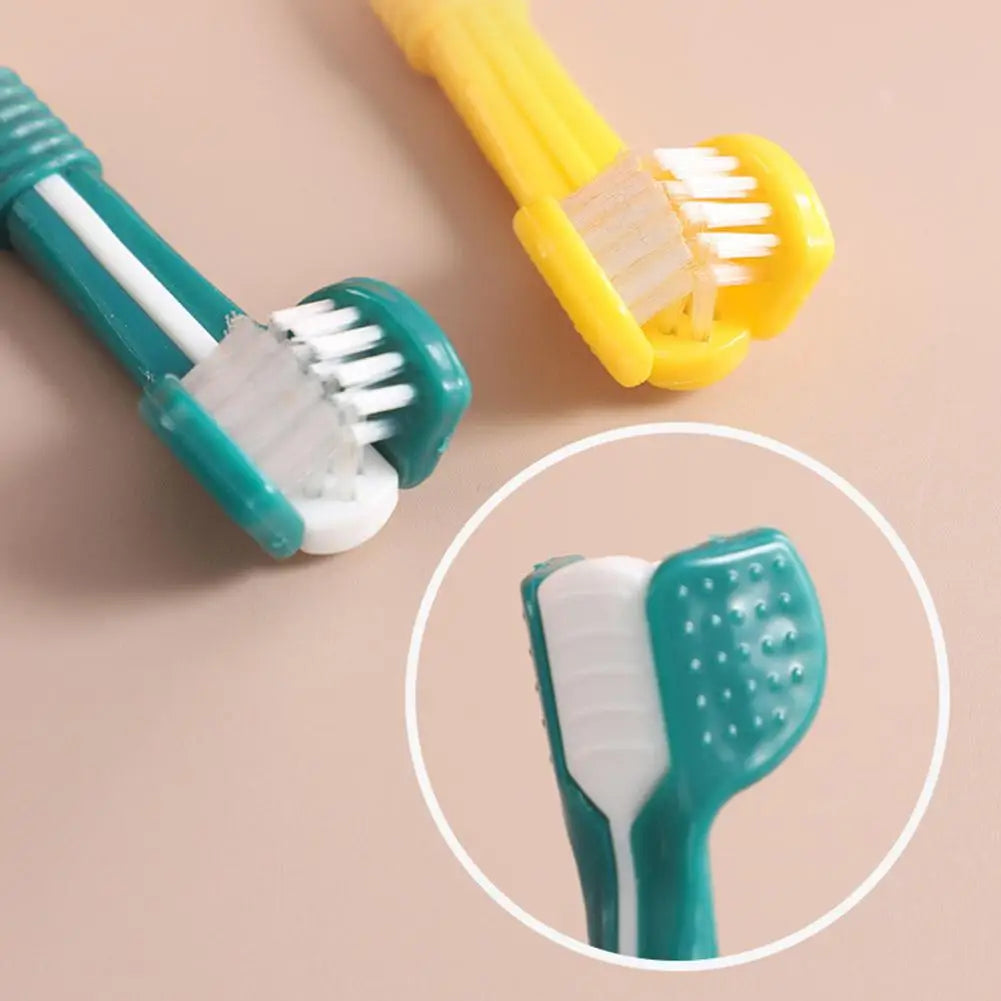 Three-Head Pet Toothbrush For Dogs And Cats Oral Cleaning Brush Care
