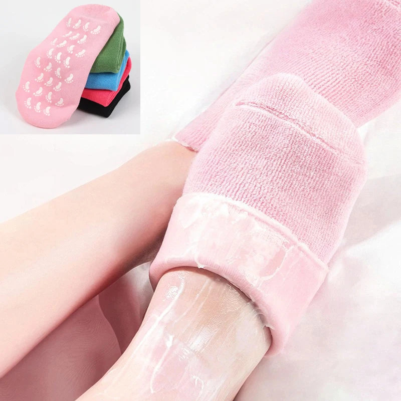 1Pair Multi Colored Essential Oil Moisturizing Socks Gloves For Dry Cracked