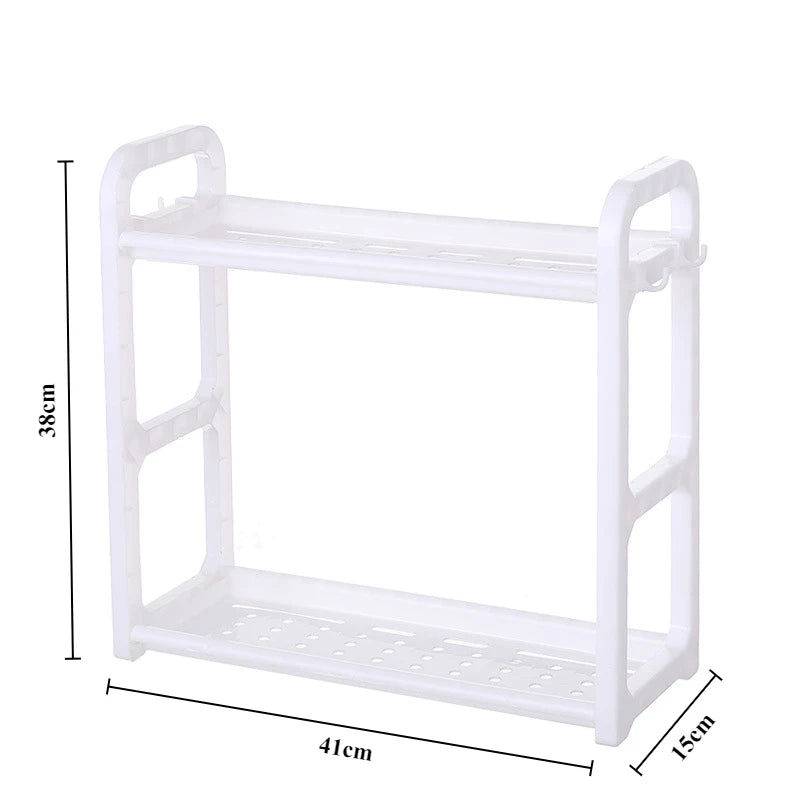 Kitchen Organizer Shelf Double-Deck Household Plastic Portable Small Size Storages Rack