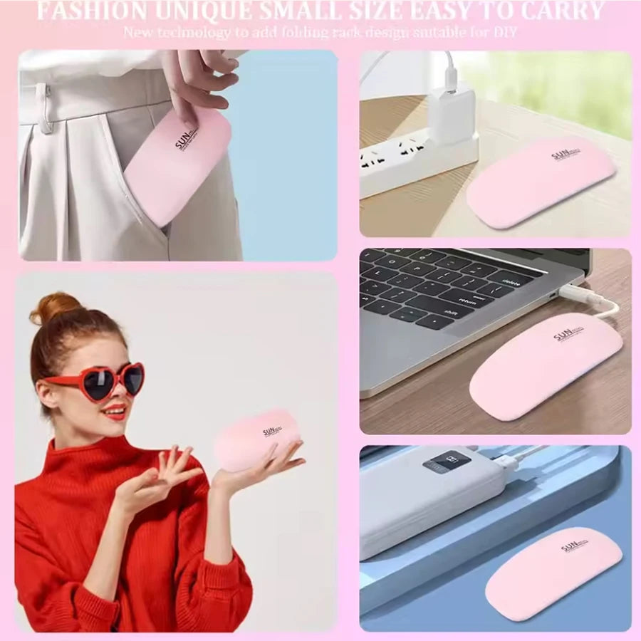 6W Mini Nail Dryer Machine Portable LED UV Manicure Lamp Home Use Nail Lamp