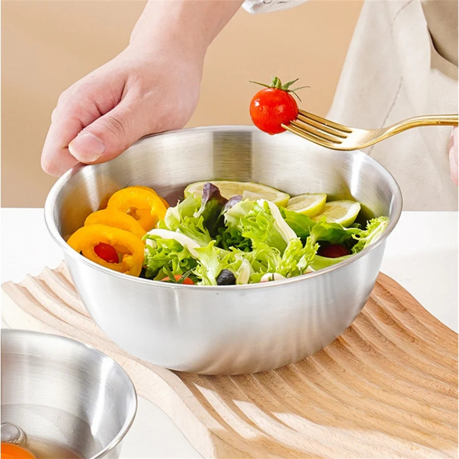 Stainless Steel Gold And Silver Salad Bowl Rice Noodles Lamian Noodles Bowl