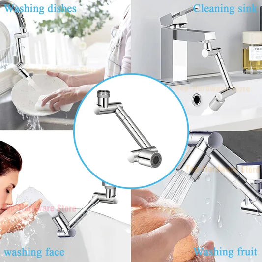 1440° Rotatable Scalable Metal Faucet Bathroom Tap Splash-proof Bubbler Kitchen Faucet