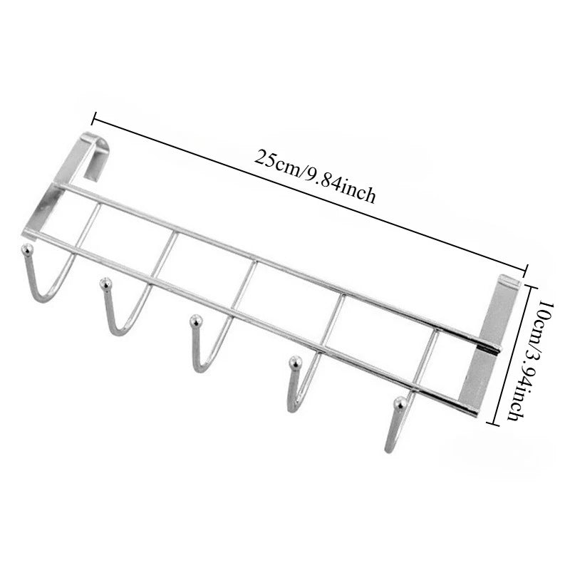Stainless Multifunctional Towel Hanger Steel Door Hook Punch Free Storage Holder