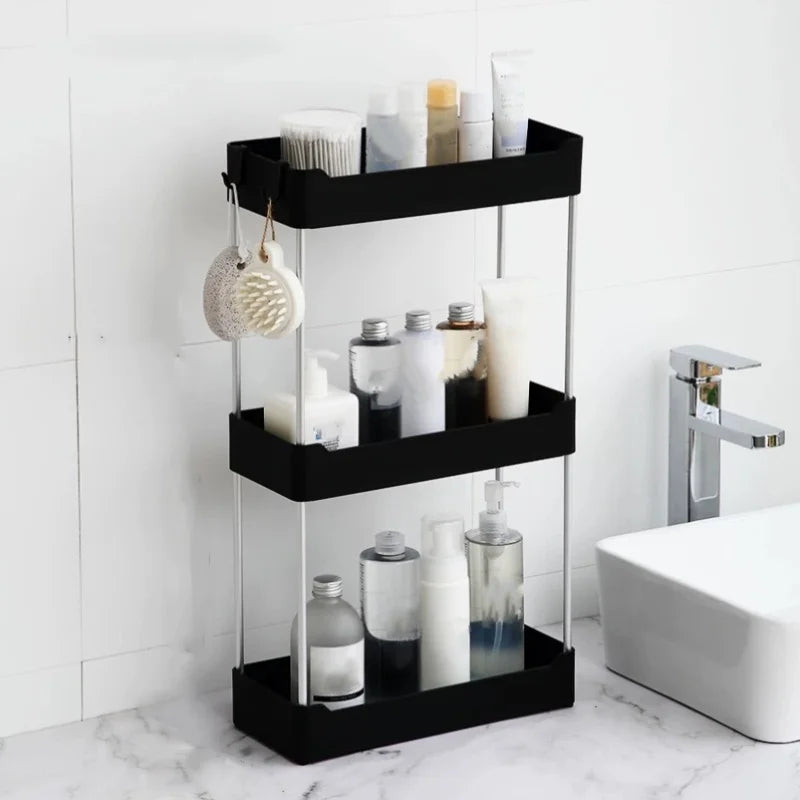 Space Saving Bathroom Storage Rack Multilayer Organizer for Toilet Vanity Cosmetics Standing Shelf with Easy Assembly