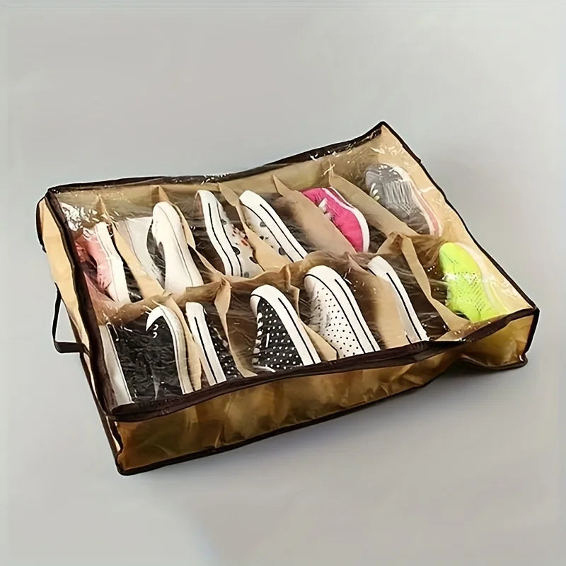 12-Grid Transparent Shoe Organizer