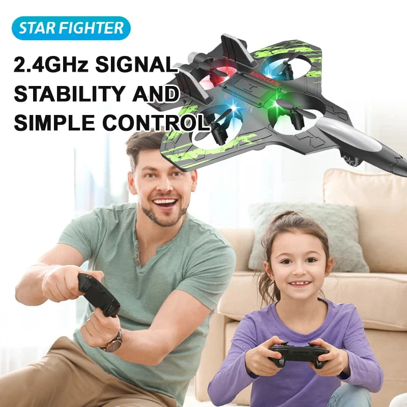 2.4G remote control fighter electric foam glider stunt tumbling UAV hovering helicopter with LED colorful lights