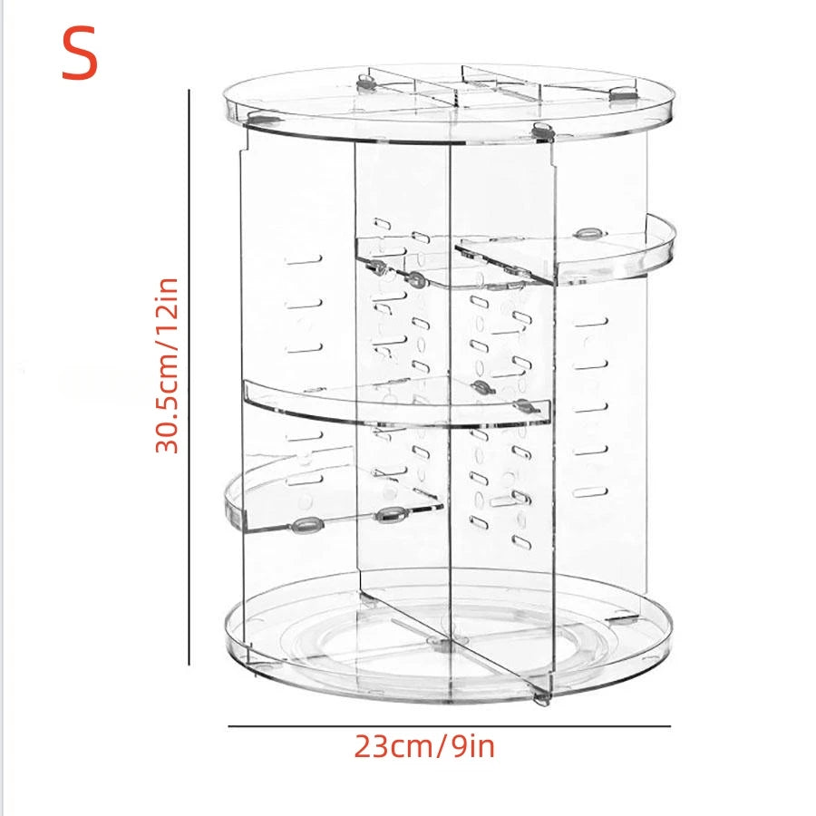 Cosmetic Organiser, 360 degree rotatable adjustable cosmetic storage display case