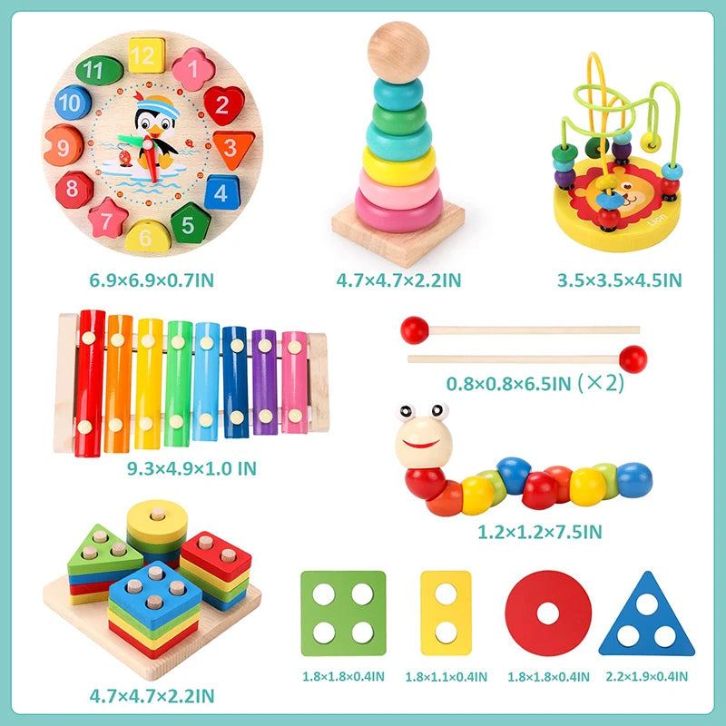 60 6pcs/set Montessori Wooden Toys for Babies Boy Girl Gift