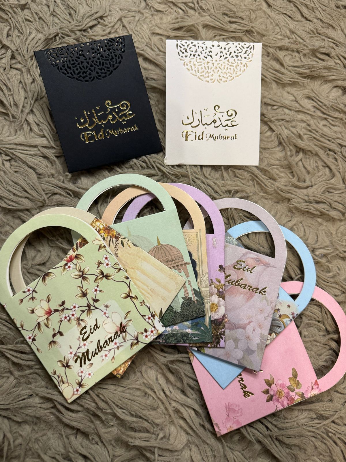 Premium Eid Card Gift Bag – Luxury Shopping Style Eidi Packaging