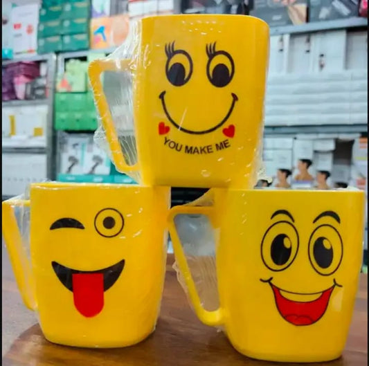 Cute Emoji Yellow Smiley Face Coffee/Tea Mug - Perfect Gift for Family and Friends-PLASTIC MUG