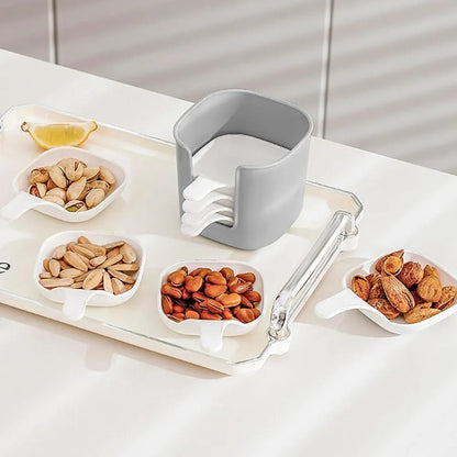 Modeow Food Grade Dish 6pcs Spit Bone Dish with Handle Storage Holder Multi-functional