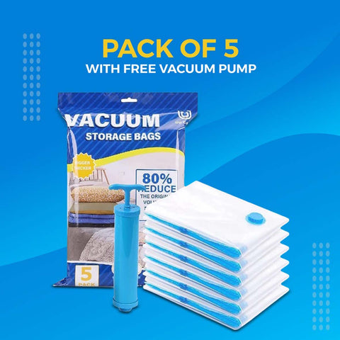 Vacuum Storage Bag Vacuum Bags for Travel with Hand Pump 5Pcs